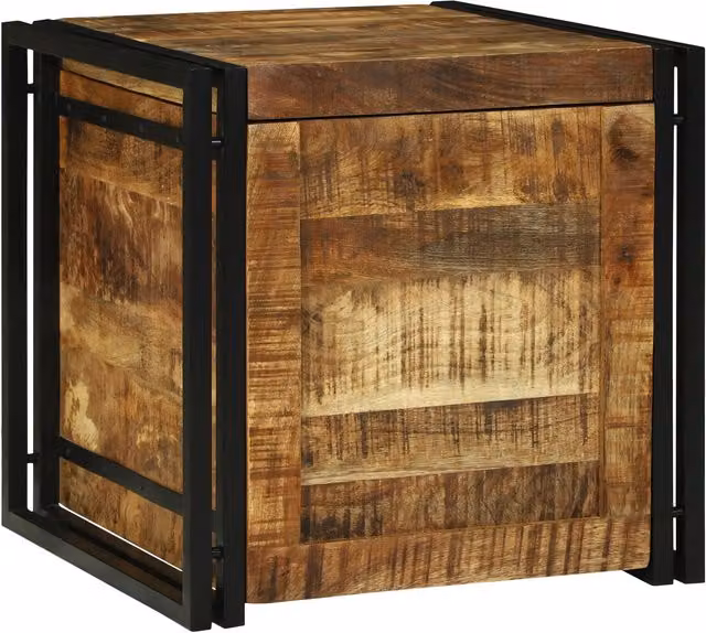Berkfield Home Rustic Solid Mango Wood Storage Box in Brown, W/D/H: 50 x 50 x 50 cm – 1