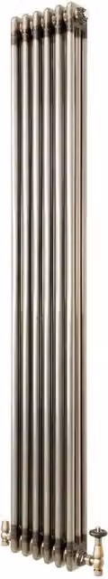 Monstershop Traditional 3 Column Steel Radiator and Valves in Silver, H: 180 cm, W: 29 cm, D: 29 cm – 1