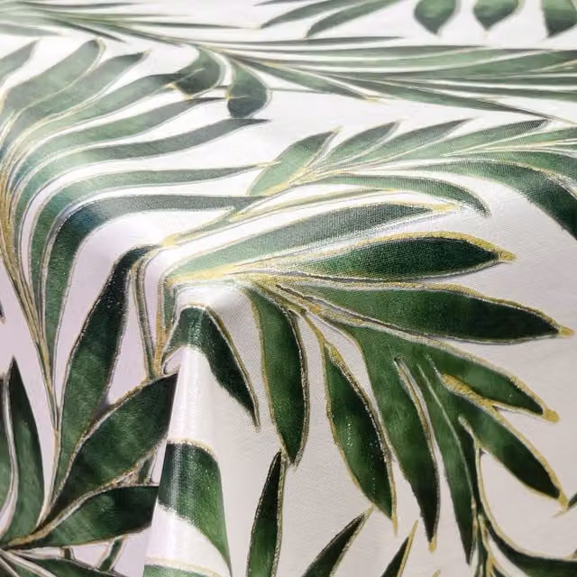 Terrys Embossed Palm Floral PVC and Polyester Outdoor Weatherproof Fabric in Green