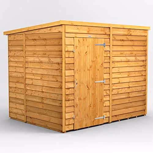 Powersheds Premium Pent Overlap Wooden Shed in Brown, Windowless, W/D/H: 251.6 x 202.8 x 190.8 cm