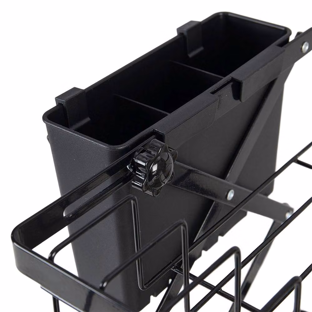 Garden Sanctuary Foldable 2-Tier Metal Dish Drying Rack with Drip Tray, Black – 4