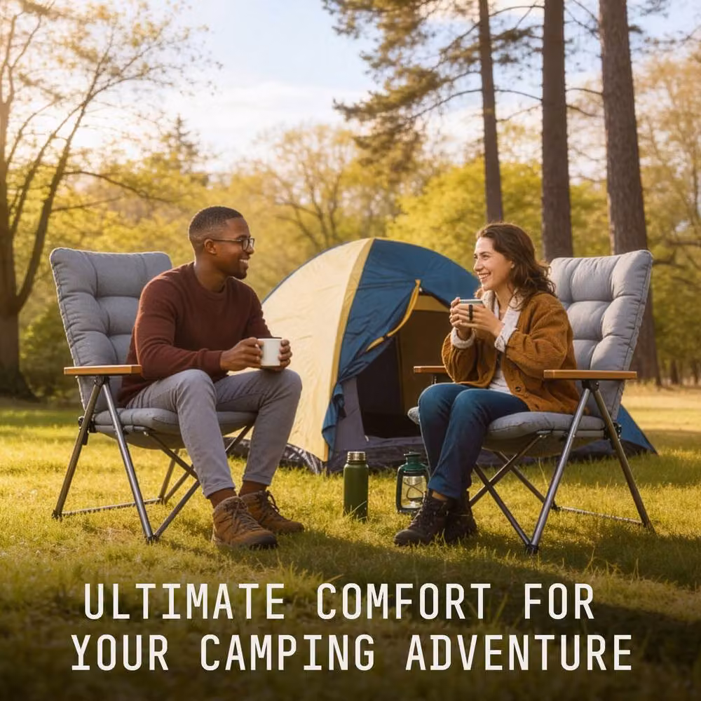 Voyager Grey Relax Recliner Folding Camping Chair with Armrests and Cushions – 4