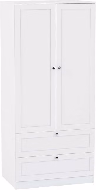 Vida Designs Altino 3 Piece White Bedroom Set including Wardrobe, Chest of Drawers and Nightstand