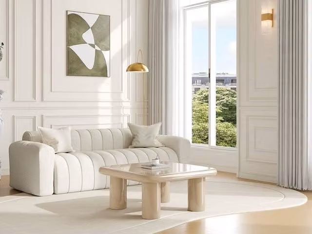 Vente-unique TAMISDA MDF Coffee Table in Lacquered Beige
