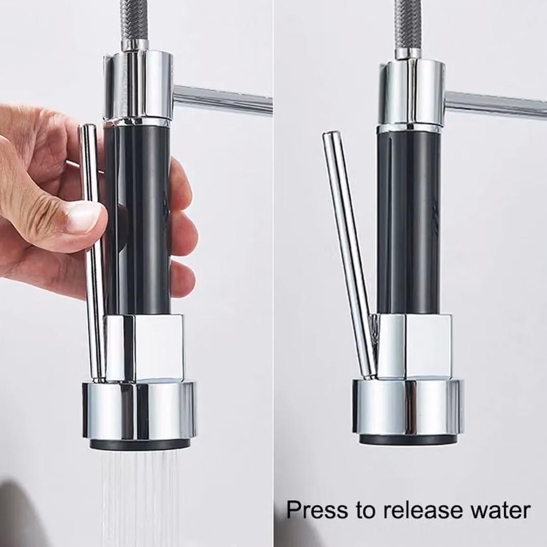 SPETLEK Modern Monobloc Pull Out Kitchen Mixer Tap with Dual Spout Spray in Silver Chrome – 3