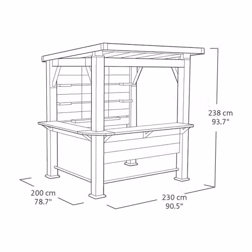 Keter Signature Bar Gazebo in Brown with Built-In Counters and Footrails – 3