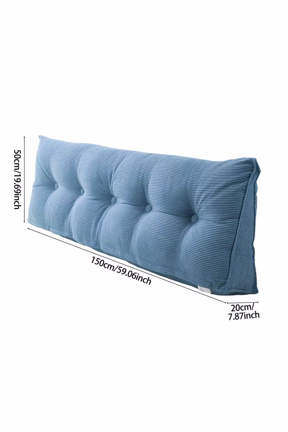 Garden Sanctuary Blue Corduroy Wedge Headboard Pillow with Removable Cover – 5