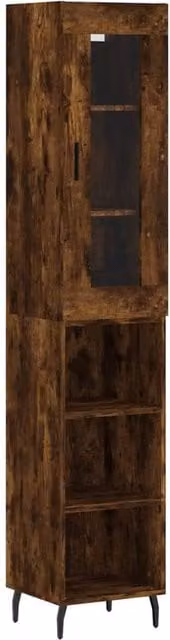 Berkfield Home Smoked Oak Highboard in Brown, W/D/H: 34.5 x 34 x 180 cm
