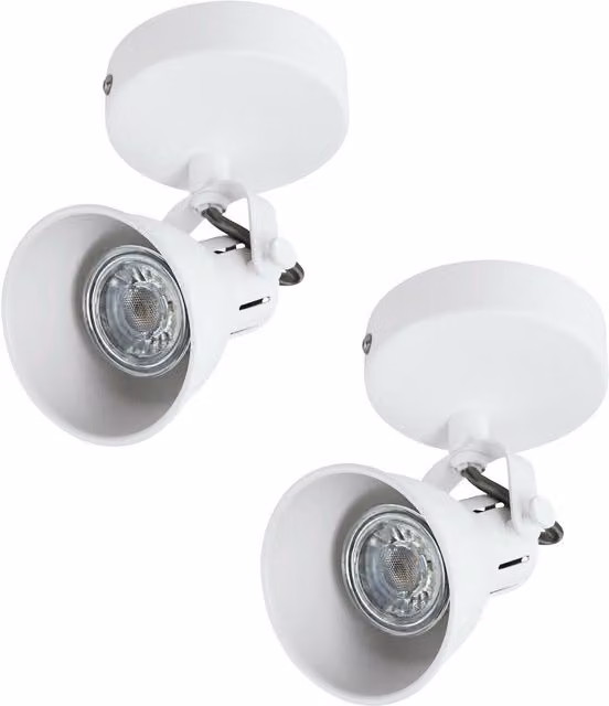 Loops 2 Pack White Metal Wall Spot Lights with 3.3W LED GU10 Bulbs Included
