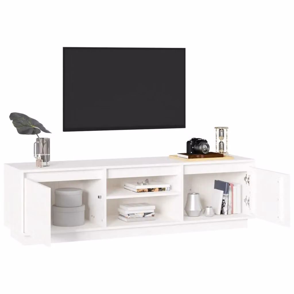 Berkfield Home Rustic White Solid Pine TV Cabinet W/D/H: 140 x 35 x 40 cm – 2