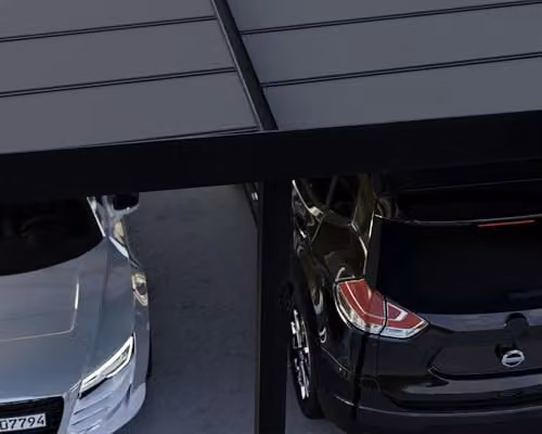 Palram Oslo Modern Double Carport with Black Structure and Grey Polycarbonate Panels – 4