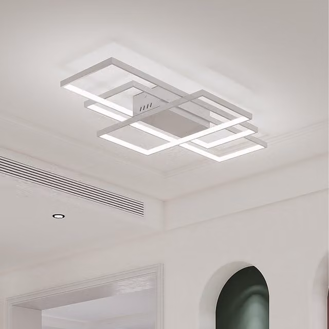 Komore Dimmable Modern Rectangular LED Ceiling Light in White