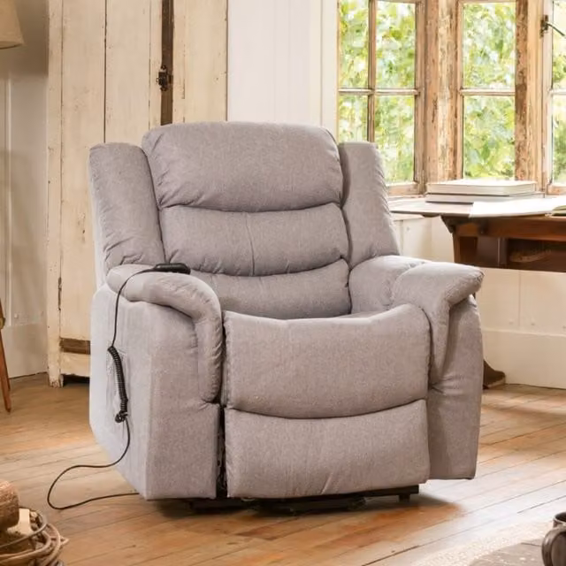 Artemis Home Colfax Electric Riser Recliner with Massage and Heat in Light Grey Fabric