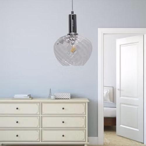 First Choice Lighting Celine Set of 2 Chrome Ceiling Flex Suspension Kits for E27 LED Shades in Silver – 2