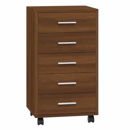 vidaXL Drawer Cabinet with Castors in Brown Oak Engineered Wood – 1