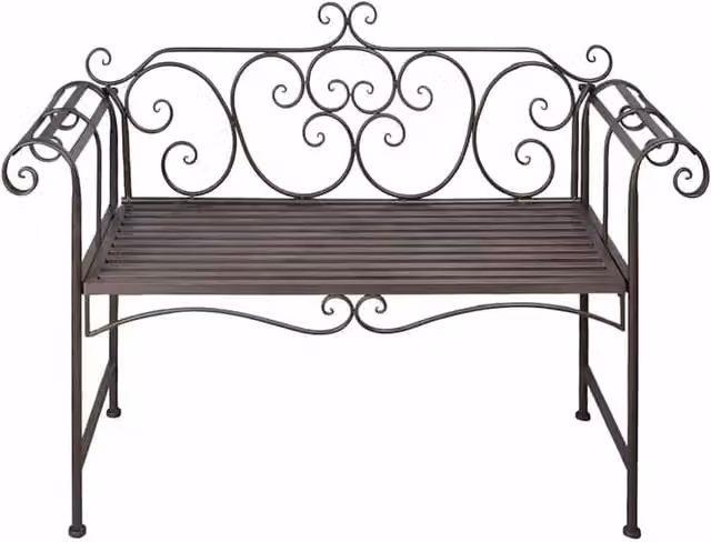 Berkfield Home Metal Garden Bench in Antique Brown, Width: 132 cm – 1