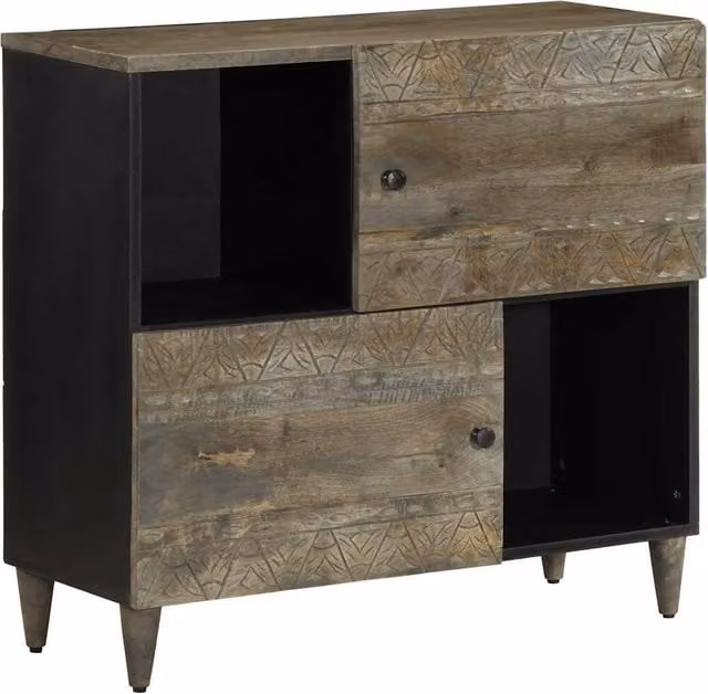 Berkfield Home Mango Wood Sideboard in Black, W/D/H: 80 x 33 x 75 cm – 1