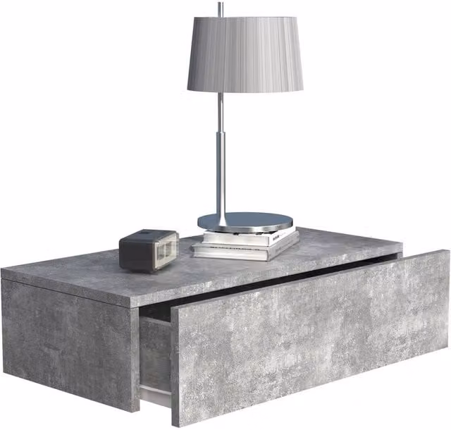 VCM Usal M Wooden Wall Hanging Bedside Table in Grey, W: 60 cm