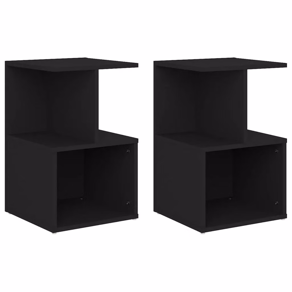 Berkfield Home Set of 2 Black Bedside Cabinets in Engineered Wood, W/D/H: 35 x 35 x 55 cm – 2
