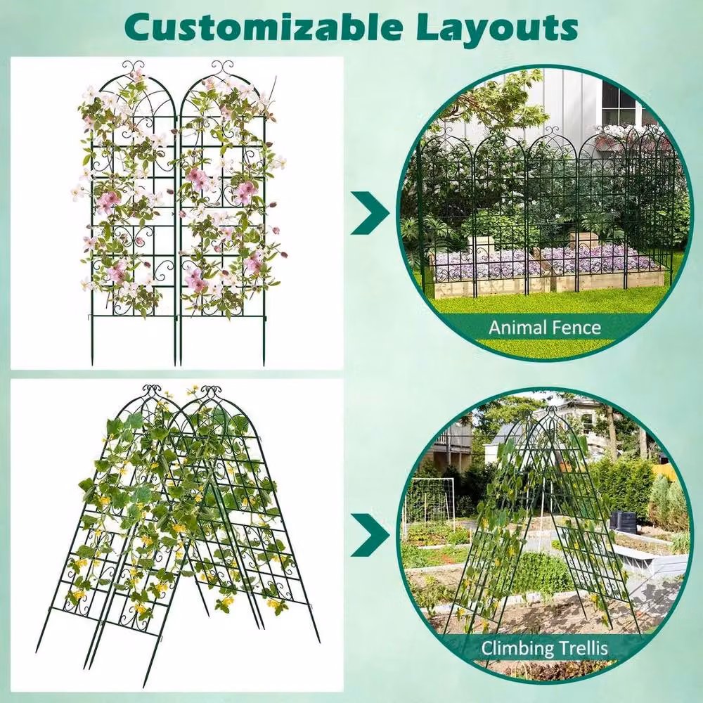 SPETLEK 4 Pack Green Galvanised Metal Garden Trellis for Climbing Plants, Height: 180 cm, Width: 50 cm – 2
