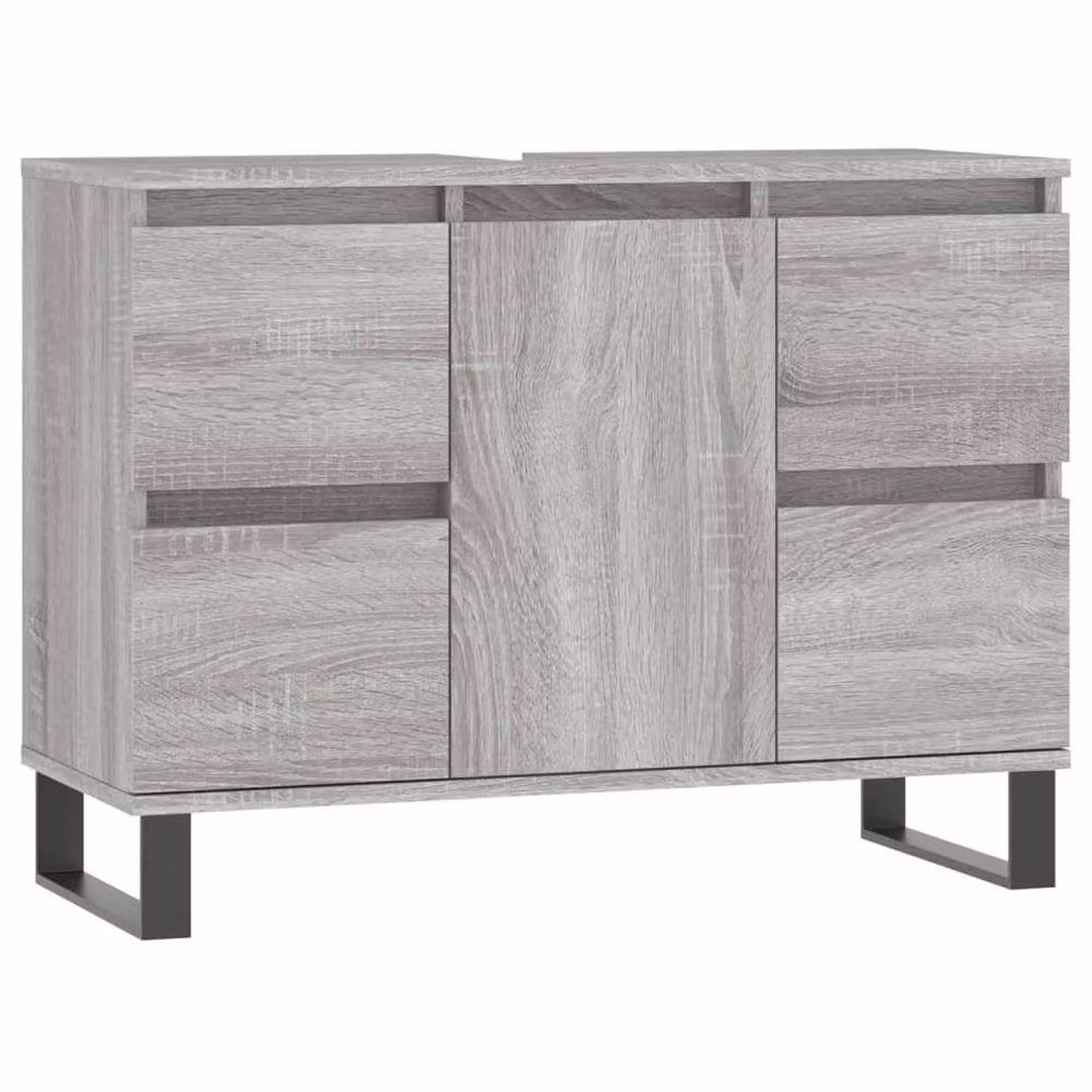 Berkfield Home Grey Sonoma Bathroom Cabinet, W: 80 cm, D: 33 cm, H: 60 cm