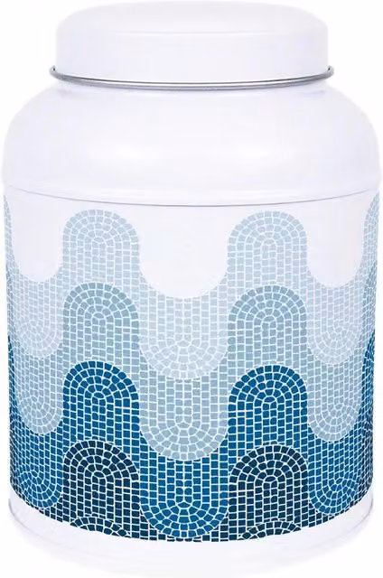 Purely Home Mosaic Waves Hot Chocolate Canister Metal Kitchen Storage Tin in Blue, White and Multicolour