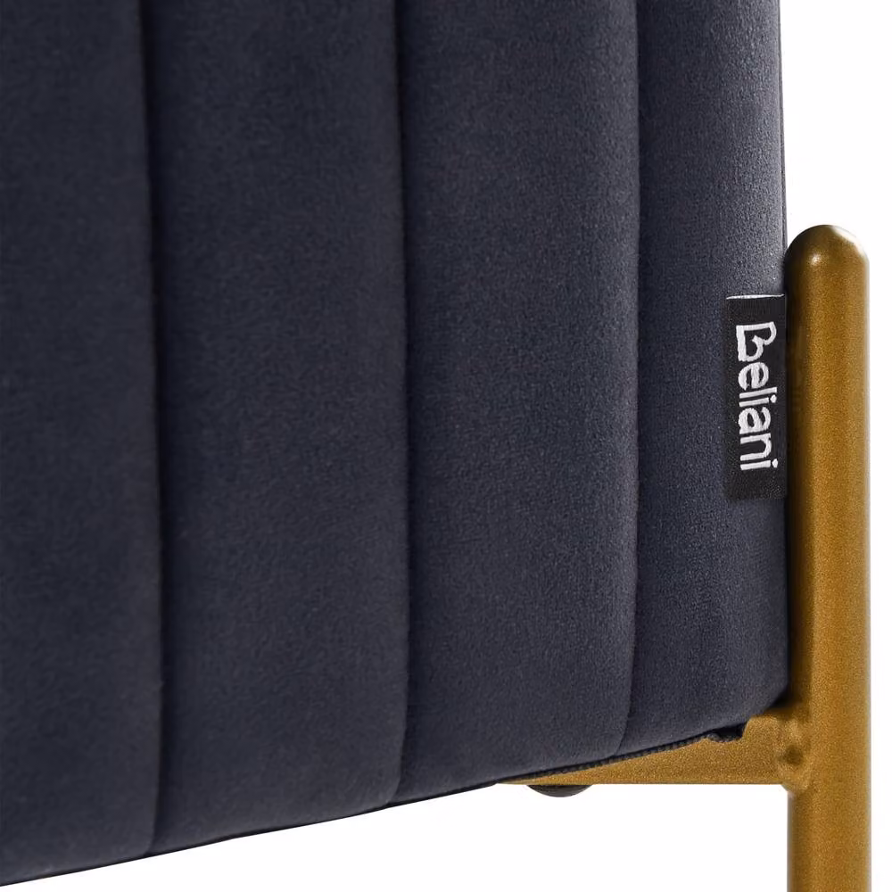 Wyld and Coco Black Velvet Bench with Gold Metal Legs W: 91 cm, D: 47 cm, H: 43 cm – 5