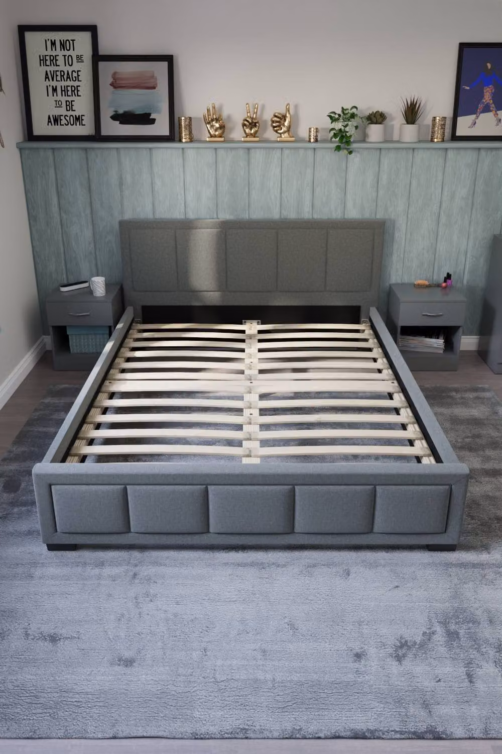 HD Designs Vanita King Size Upholstered Bed Frame in Dark Grey Linen Fabric with Storage – 3