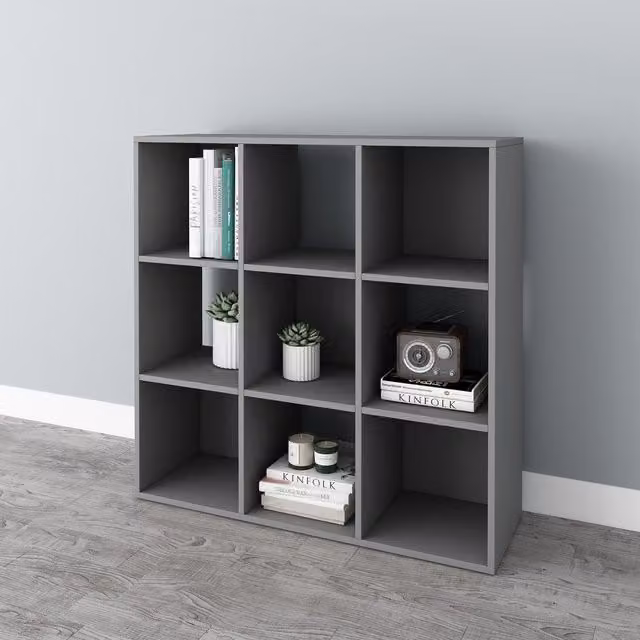 WestWood 3 Tier 9 Cube Modern Grey MDF Bookshelf