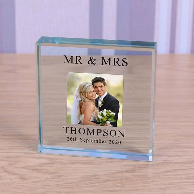 Uniqueful Personalised Wedding Day Glass Token in Transparent and Beige