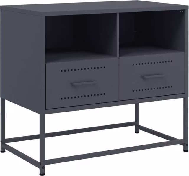 Berkfield Home Anthracite Steel TV Cabinet in Dark Grey, W: 68 cm, D: 39 cm, H: 60.5 cm