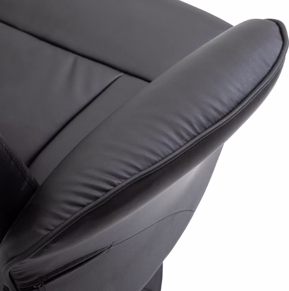 STILVORA Modern Black Synthetic Leather Recliner Armchair and Ottoman Set with 360 Degree Swivel and Manual Lever – 8