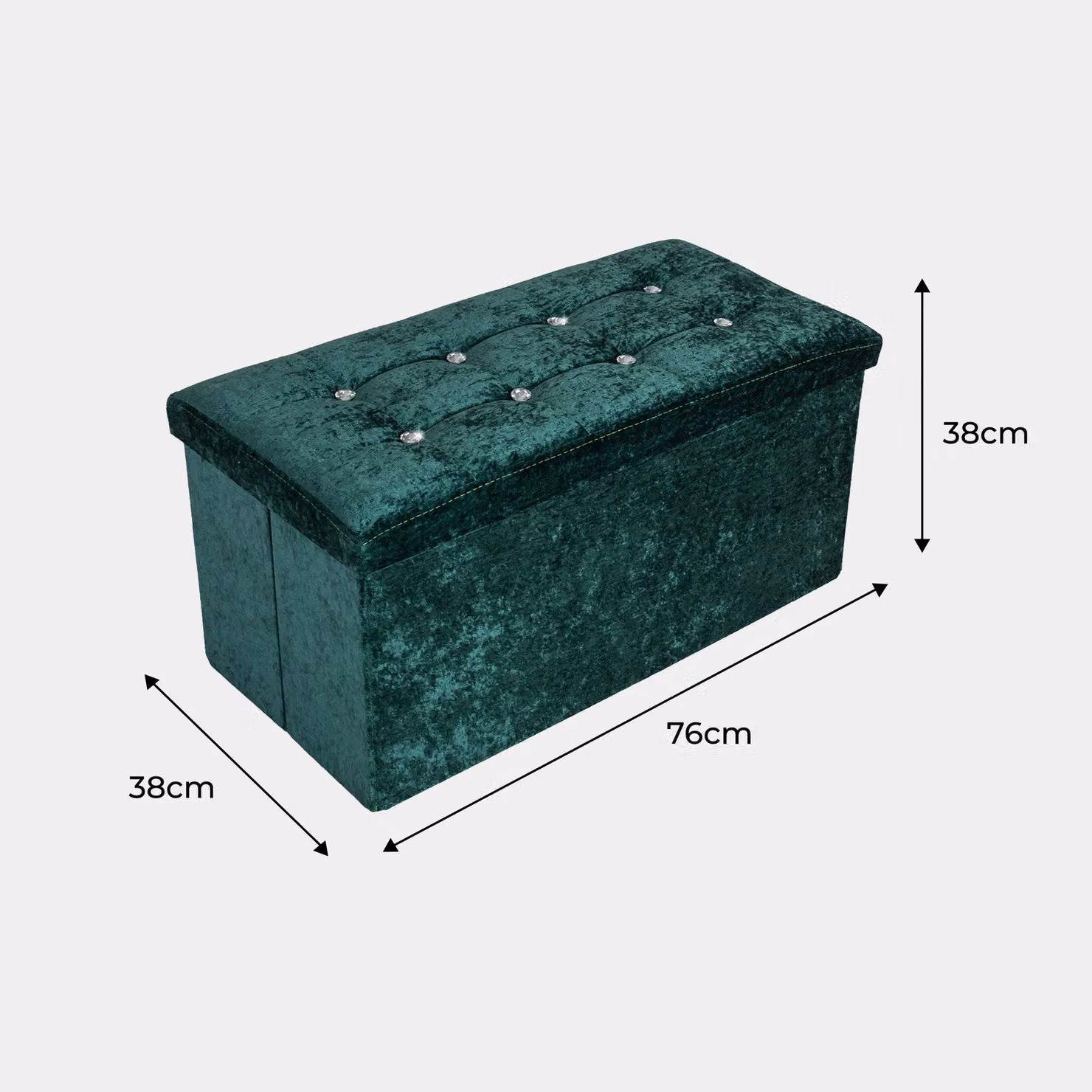 Home Republic Green Crushed Velvet Foldable 2 Seater Storage Ottoman – 2