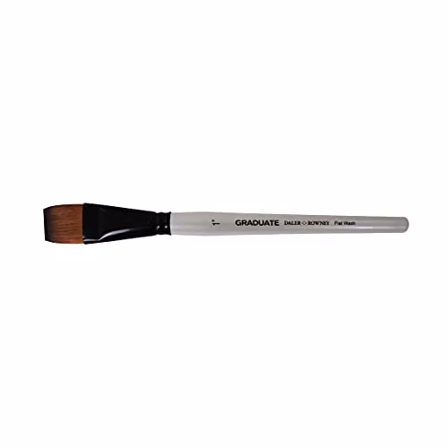 Daler-Rowney Graduate Multi-Technique Flat Wash Brush with Synthetic Hair and Short Handle, 1in, Multicolour