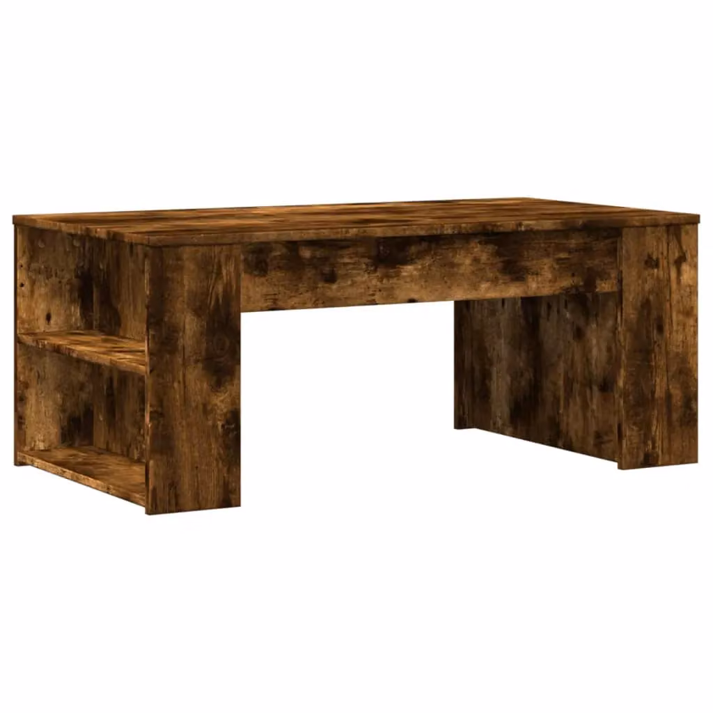 Berkfield Home Smoked Oak Coffee Table in Brown, W/D/H: 102 x 55 x 42 cm – 2