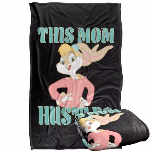 Warner Bros. Looney Tunes Lola This Mom Hustles Mother's Day Super Soft Silky Touch Fleece Throw Blanket, Multicolour, W/D/H: 91 x 147 cm