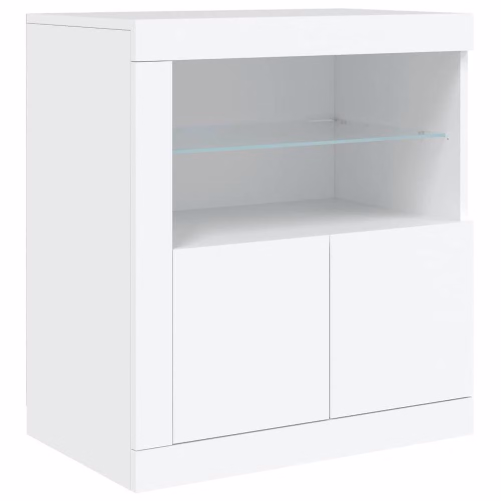 Berkfield Home Modern White Sideboard with Integrated LED Lights W: 60.5 cm, D: 37 cm, H: 67 cm – 2