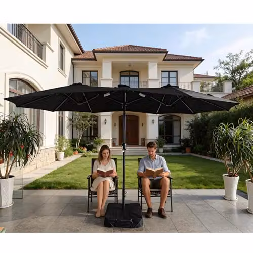 Gr8 Garden Double Sided Cantilever Parasol Umbrella in Black with Crank and Steel Frame – 2
