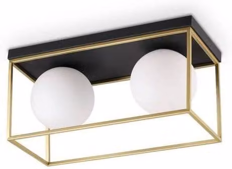Netlighting Lingotto 2 Light Globe Ceiling Light in Antique Brass and Yellow
