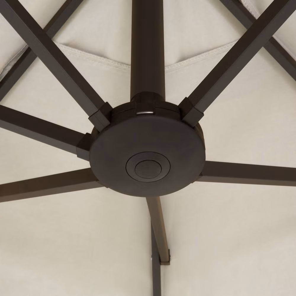 Wyld and Coco Beige Oval Garden Parasol with Powder Coated Aluminium Crank Frame – 3