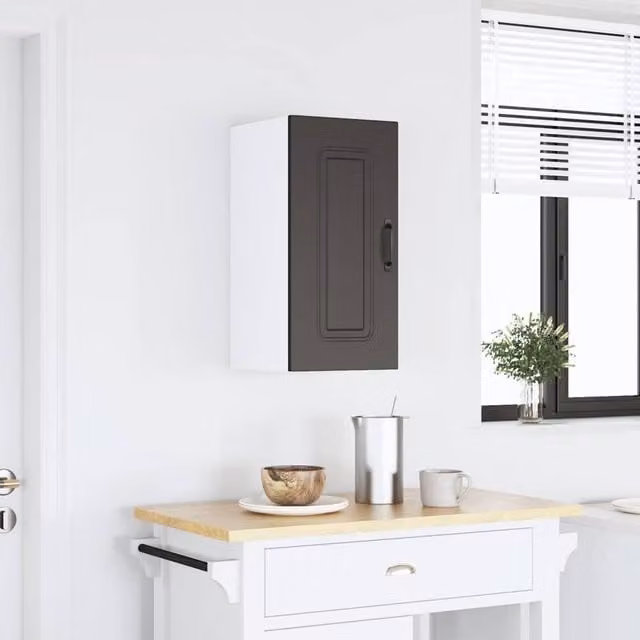 Berkfield Home Kalmar Black Matt MDF Wall Mounted Kitchen Cabinet with Hinged Doors – 1