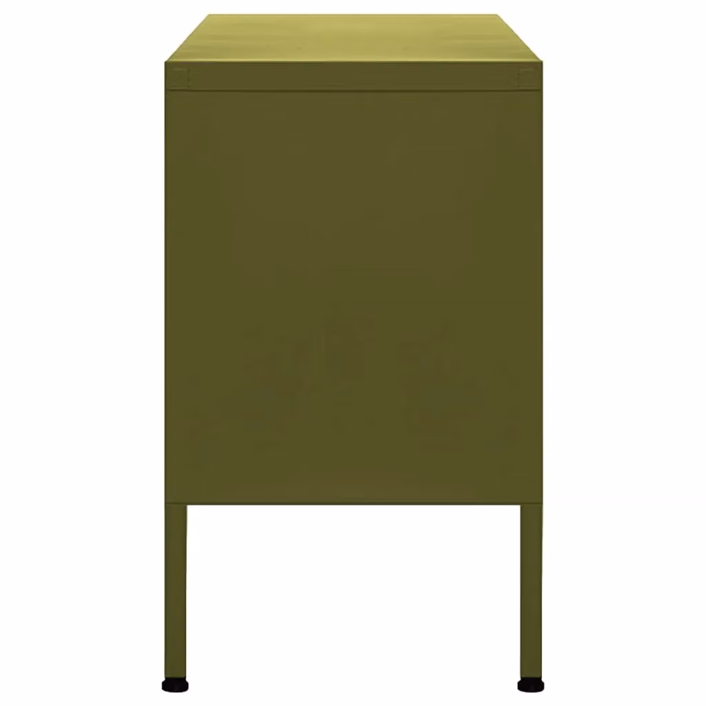 Berkfield Home Industrial Metal TV Cabinet in Olive Green, W/D/H: 105 x 35 x 50 cm – 3