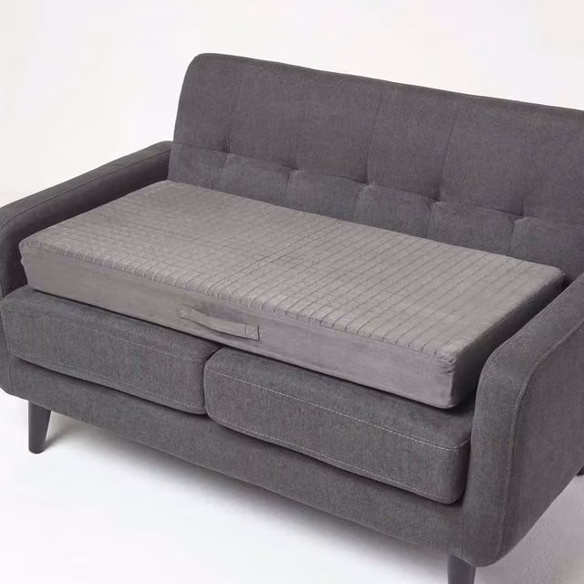 Homescapes Grey Faux Suede Orthopaedic Foam Booster Cushion with Removable Cover, W: 100 cm, D: 50 cm, H: 10 cm