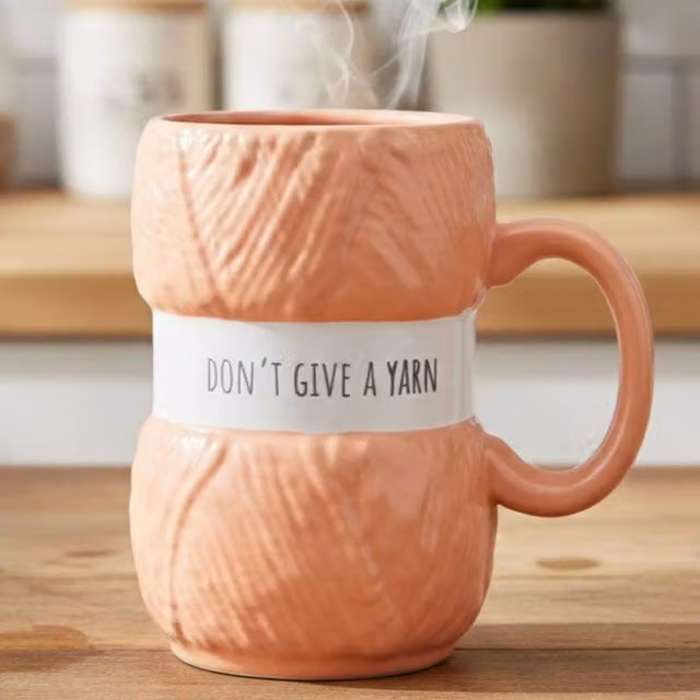 Boxer Gifts Don't Give a Yarn Knitting Mug in Peach, Ceramic