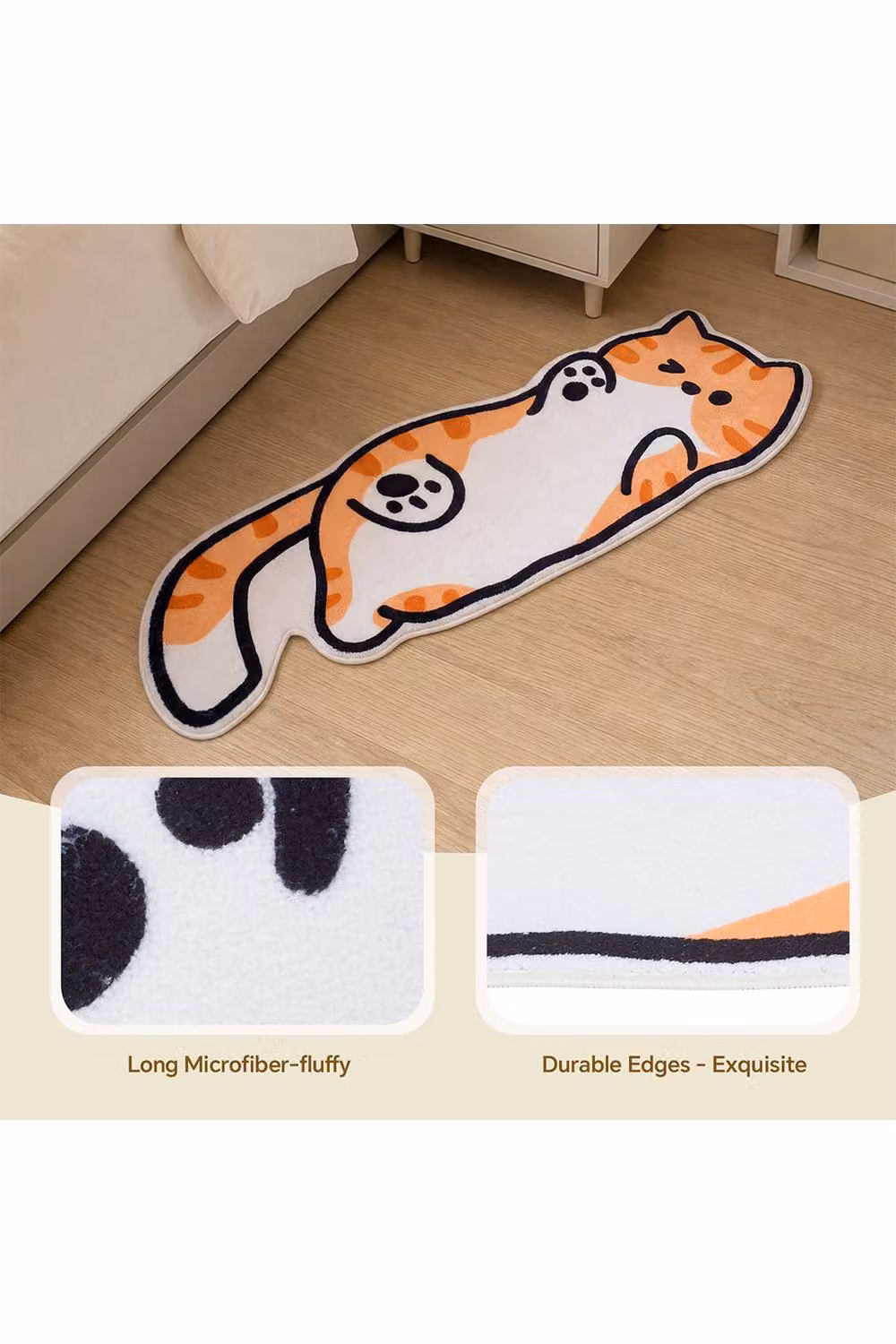 Living and Home Cartoon Cat Shaped Non-Slip Microfibre Area Rug in Orange, W/D/H: 40 x 120 cm – 2