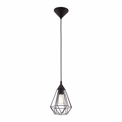 Loops Black Wire Cage Hanging Ceiling Pendant Light with Adjustable Height and E27 Socket – 1