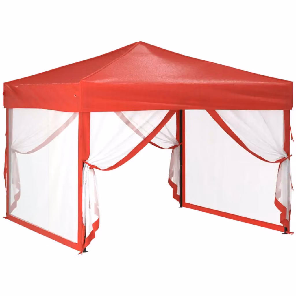 Berkfield Home Folding Party Tent with Sidewalls, Red and Silver, W/D/H: 300 x 300 x 300 cm – 2