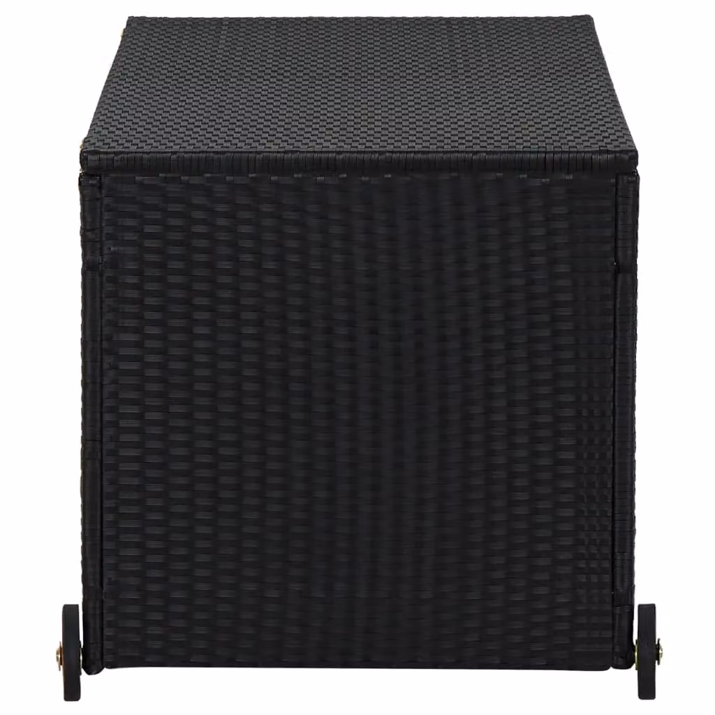 Berkfield Home Black Poly Rattan Garden Storage Box with Castors W/D/H: 120 x 65 x 61 cm – 3