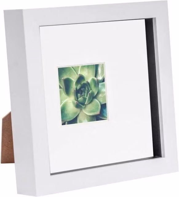 Havendro 3D Box Acrylic Photo Frame in White with 2x2 inch Mount for 6x6 inch Photos