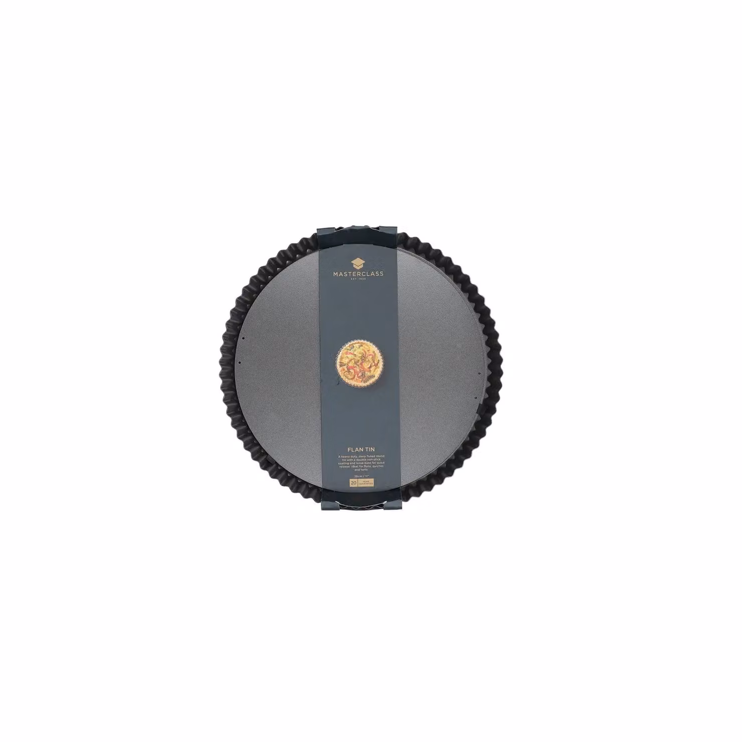 MasterClass Carbon Steel Non-Stick Round Tart Tin with Loose Base, Grey, 28cm – 3